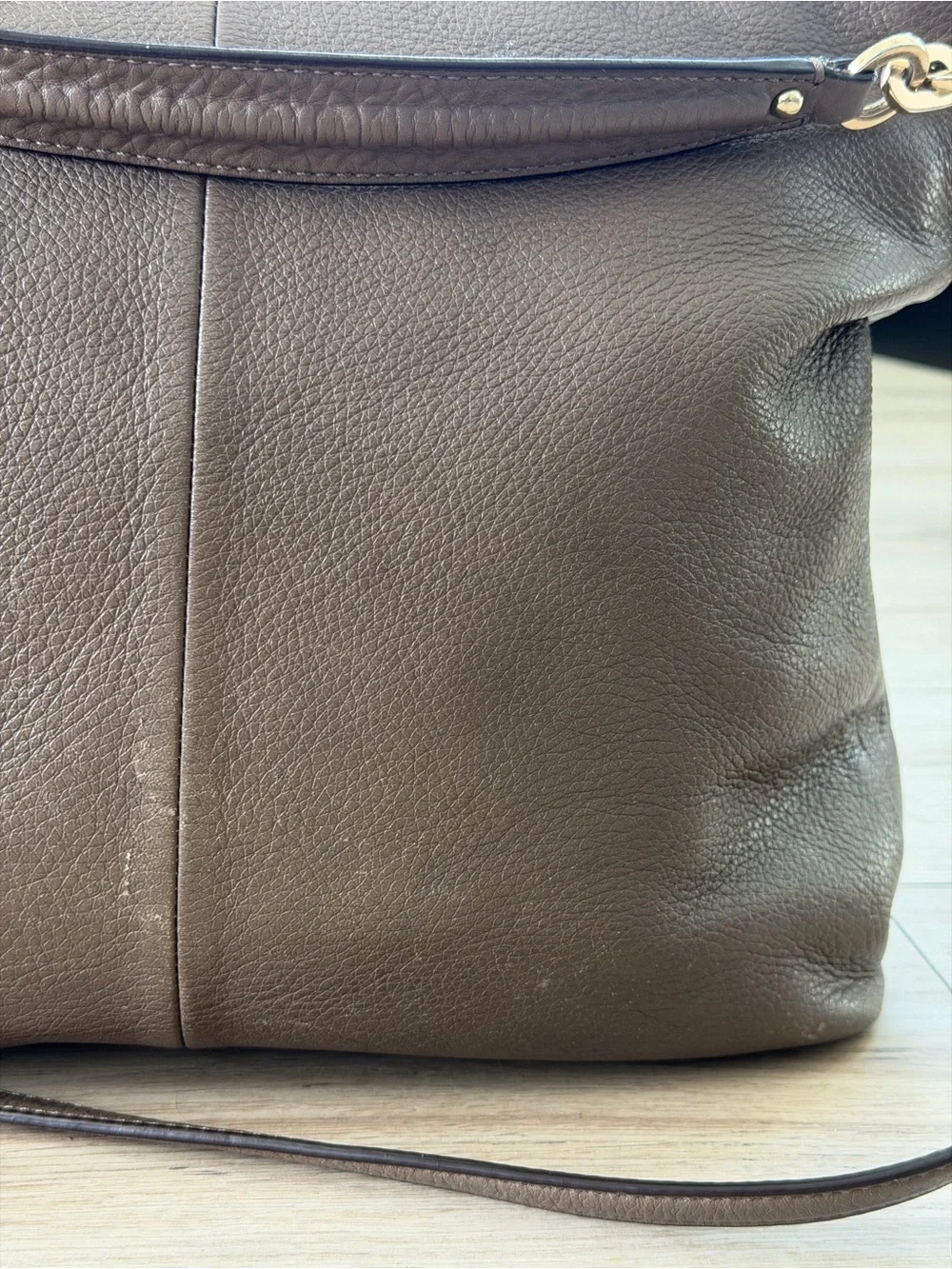 Coach Taupe Pebbled Leather Hobo Shoulder Bag
